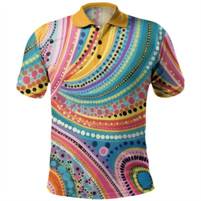Australia Aboriginal Polo Shirt - Australian Indigenous Aboriginal Art Vivid Pastel Colours Ver 1 Polo Shirt