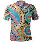 Australia Aboriginal Polo Shirt - Australian Indigenous Aboriginal Art Vivid Pastel Colours Ver 2 Polo Shirt