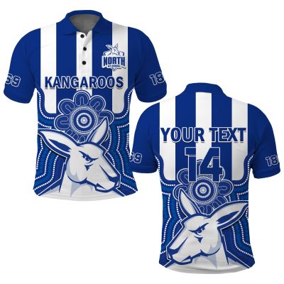 (Custom Text And Number) Melbourne Football Polo Shirt North Kangaroos 1869 Aboriginal Art