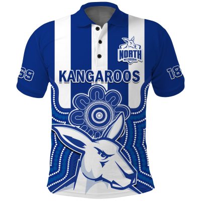 (Custom Text And Number) Melbourne Football Polo Shirt North Kangaroos 1869 Aboriginal Art