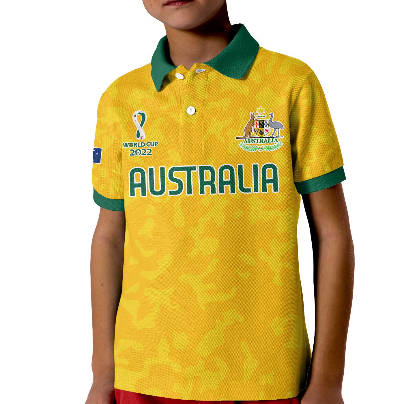 (Custom Text and Number) Australia Soccer Polo Shirt World Cup Football 2022 Socceroos with Kangaroos (Custom Text and Number) Australia Soccer Polo Shirt World Cup Football 2022 Socceroos with Kangaroos