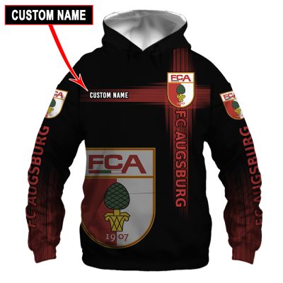 FC Augsburg Custom Name Black Pullover Hoodie