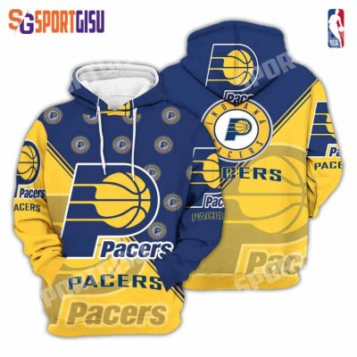 NBA Indiana Pacers Blue Gold Half Style Pullover Hoodie