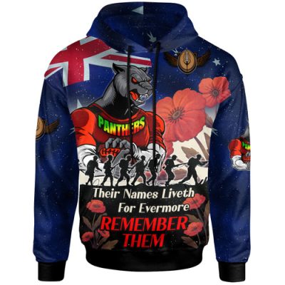 Penrith Panthers Hoodie - Custom Remember Them Red Poppy Flowers Hoodie