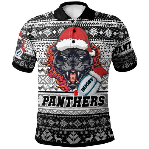 Penrith Panthers Polo Shirt - Custom Christmas Snowflakes Penrith Panthers Mascot Polo Shirt Penrith Panthers Polo Shirt - Custom Christmas Snowflakes Penrith Panthers Mascot Polo Shirt