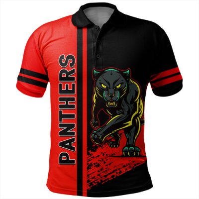 Penrith Panthers Polo Shirt - Penrith Panthers Mascot Quater Style