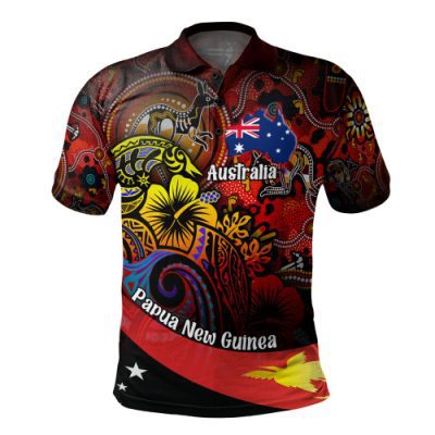 Australia Papua New Guinea Birds Of Paradise With Aboriginal Polo Shirt