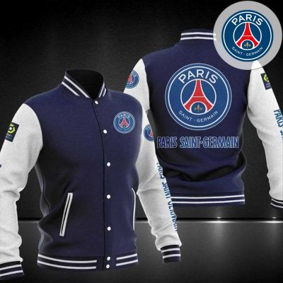 Paris Saint-Germain FC Navy Blue White Baseball Jacket
