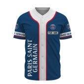Paris Saint-Germain FC Custom Name Blue Baseball Jersey