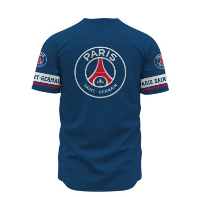 Paris Saint-Germain FC Custom Name Blue Baseball Jersey