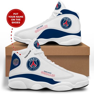 Paris Saint-Germain FC Custom Name White Blue Air Jordan 13 Shoes V6
