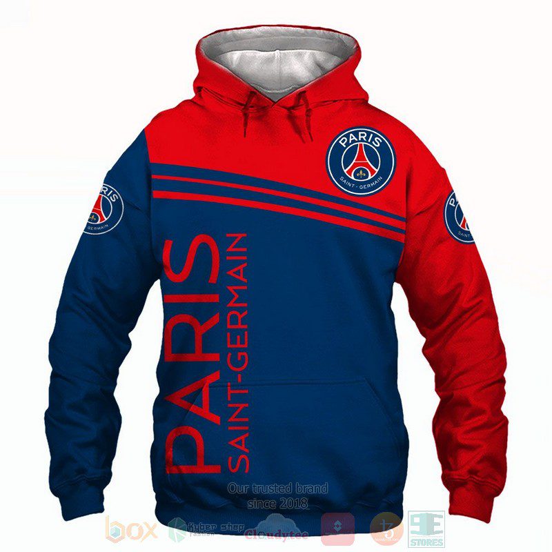 Paris Saint-Germain FC Blue Red Pullover Hoodie V3 Paris Saint-Germain FC Blue Red Pullover Hoodie V3
