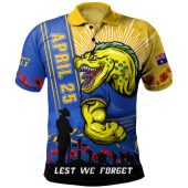 Parramatta Eels Polo Shirt Anzac Day Lest We Forget Strong Fighting Spirit