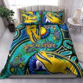 Parramatta Eels Custom Bedding Set - Parramatta Eels Now Or Never Indigenous Culture Flag Dot Art Painting