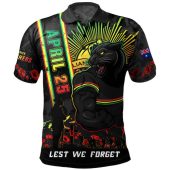 Penrith Panthers Polo Shirt Anzac Day Lest We Forget Strong Fighting Spirit