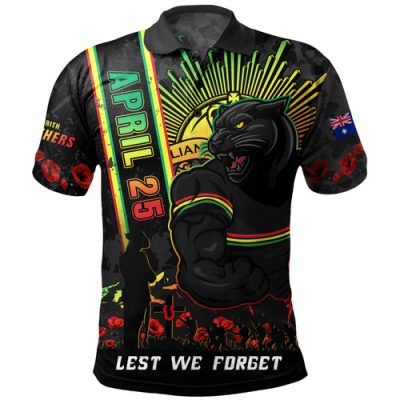 Penrith Panthers Polo Shirt Anzac Day Lest We Forget Strong Fighting Spirit