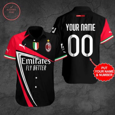 AC Milan Custom Name Number Hawaiian Shirt