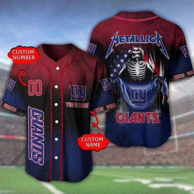 NFL New York Giants Custom Name Number Skull Baseball Jersey