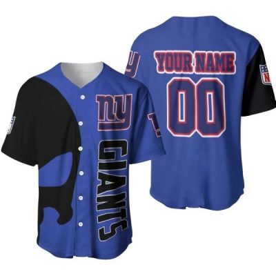 NFL New York Giants Custom Name Number Blue Baseball Jersey V3
