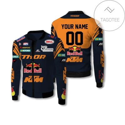 KTM Motorcycles Red Bull Custom Name Number Bomber Jacket V2