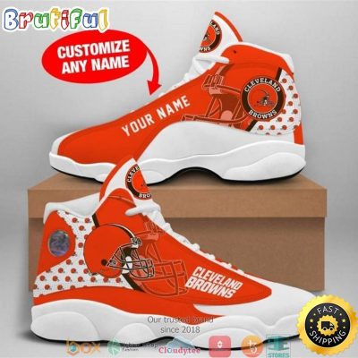 Personalized Cleveland Browns Nfl Big Logo Football Team Air Jordan 13 Sneaker Shoes