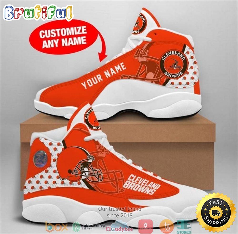 Personalized Cleveland Browns Nfl Big Logo Football Team Air Jordan 13 Sneaker Shoes