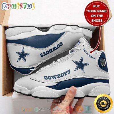 Personalized Dallas Cowboys Nfl Football Team Custom White Blue Air Jordan 13 Shoes