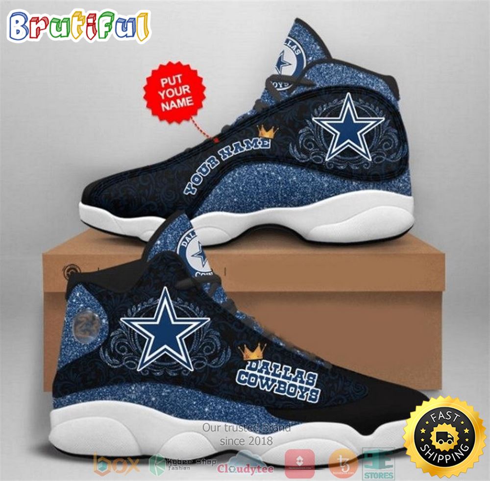 Personalized Dallas Cowboys Nfl Queen Bling Bling Football Team 10 Air Jordan 13 Sneaker Shoes