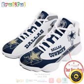 Personalized Dallas Cowboys Nfl Team Custom White Blue Air Jordan 13 Shoes