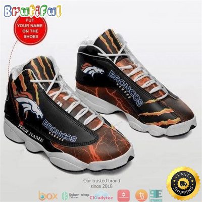 Personalized Denver Broncos Nfl Football Teams Big Logo Air Jordan 13 Sneaker Shoes