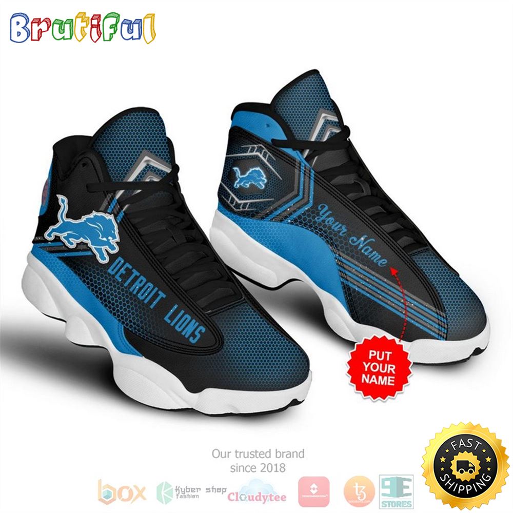 Personalized Detroit Lions Nfl Football Custom Air Jordan 13 Shoes