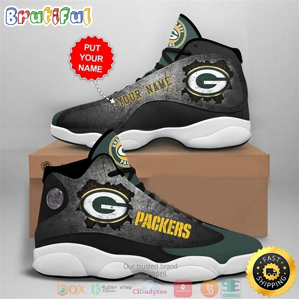Personalized Green Bay Packers Nfl Big Logo Football Team Air Jordan 13 Sneaker Shoes