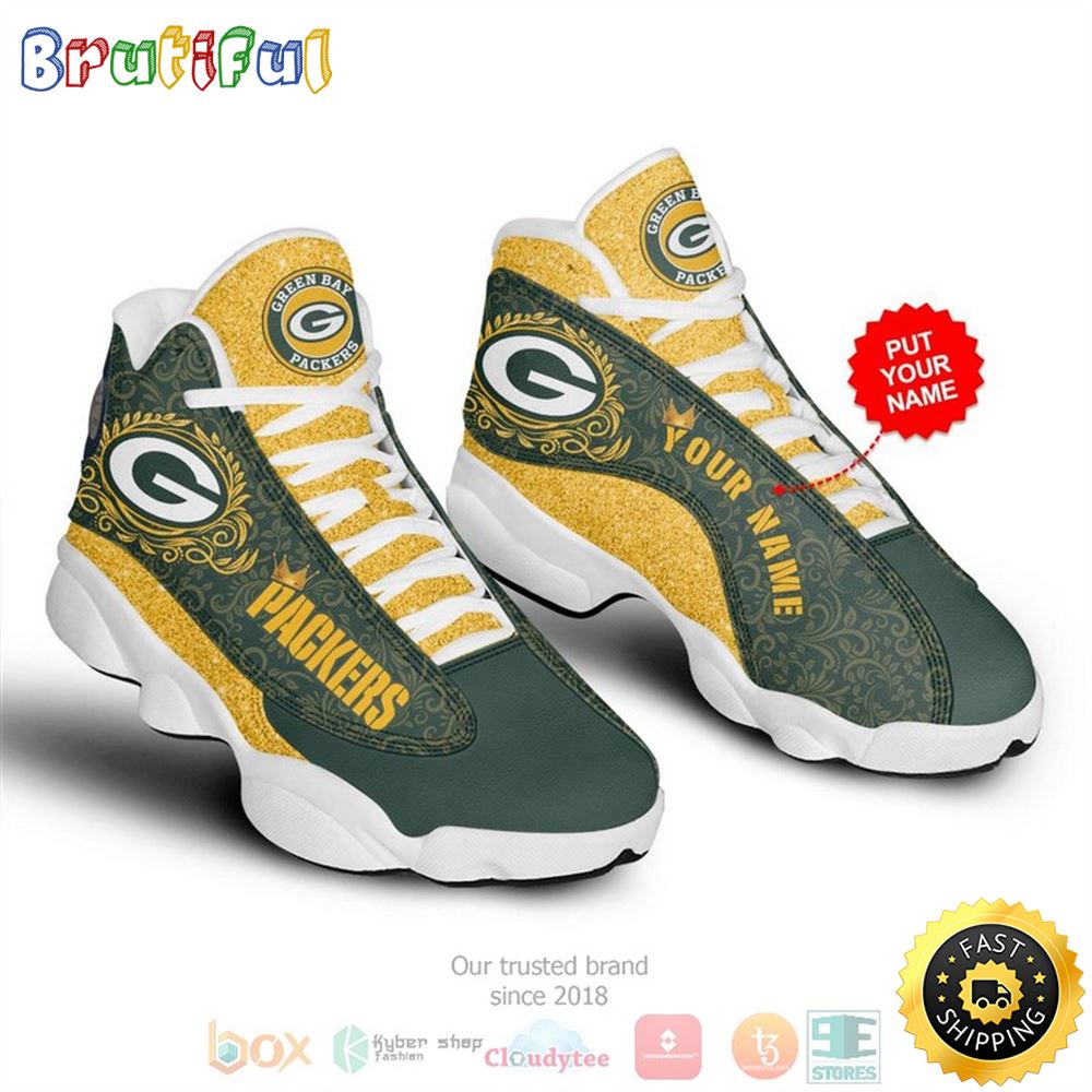 Personalized Green Bay Packers Nfl Football Custom Air Jordan 13 Shoes