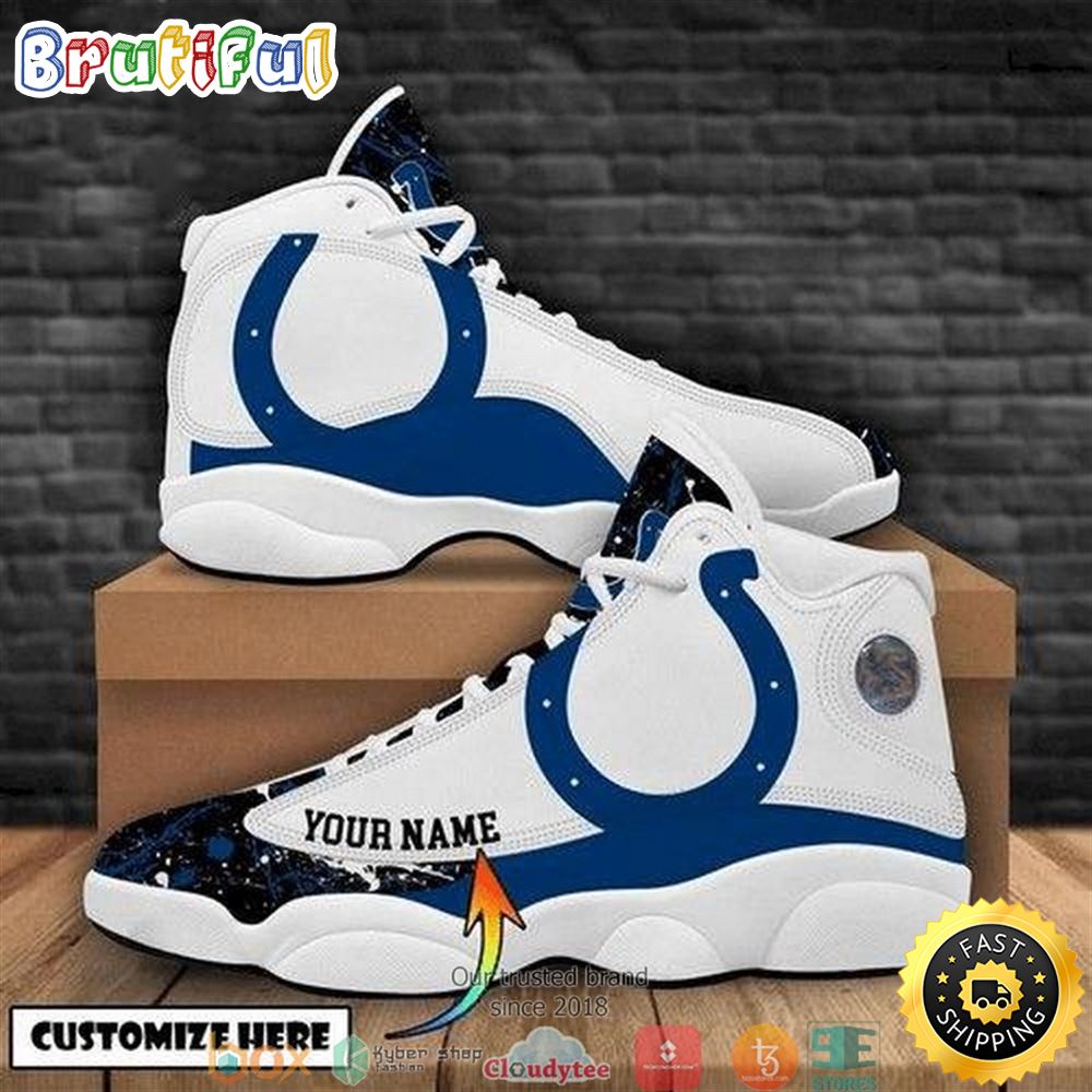 Personalized Indianapolis Colts Nfl Teams Football Big Logo Bling Bling Air Jordan 13 Sneaker Shoes Personalized Indianapolis Colts Nfl Teams Football Big Logo Bling Bling Air Jordan 13 Sneaker Shoes