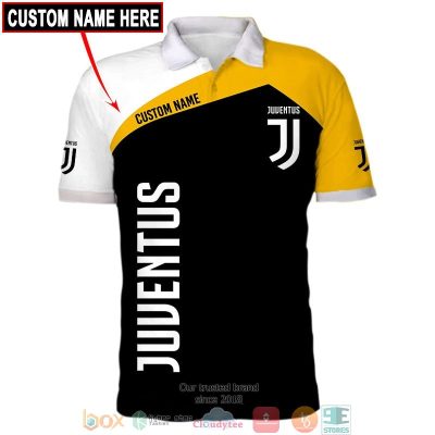 Juventus FC Custom Name Black Yellow Polo Shirt