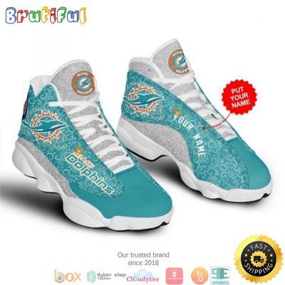 Personalized Miami Dolphins Football Nfl 18 Big Logo Air Jordan 13 Sneaker Shoes