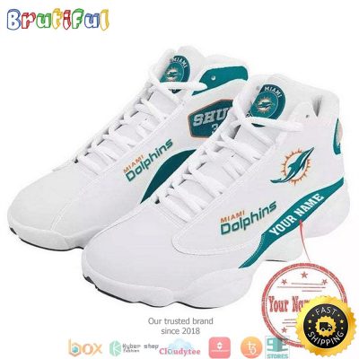 Personalized Miami Dolphins Nfl Team Big Logo Air Jordan 13 Sneaker Shoes