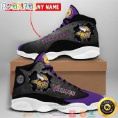 Personalized Minnesota Vikings Nfl Big Logo Football Team 4 Air Jordan 13 Sneaker Shoes