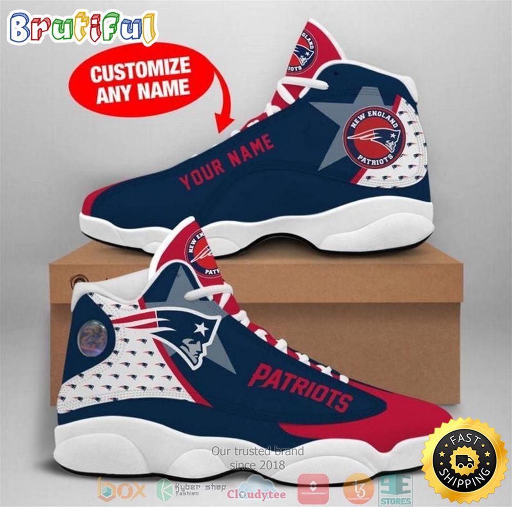 Personalized New England Patriots Nfl Big Logo Football Team 2 Air Jordan 13 Sneaker Shoes Personalized New England Patriots Nfl Big Logo Football Team 2 Air Jordan 13 Sneaker Shoes
