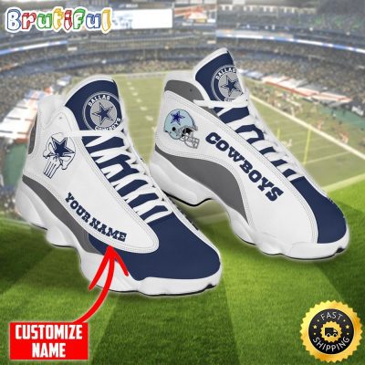 Personalized Nfl Dallas Cowboys Skull Helmet Air Jordan 13 Shoes