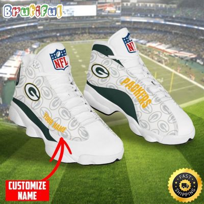 Personalized Nfl Green Bay Packers White Air Jordan 13 Shoes