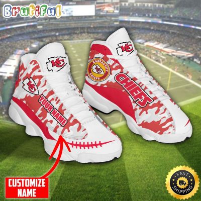 Personalized Nfl Kansas City Chiefs Camo Red Air Jordan 13 Shoes