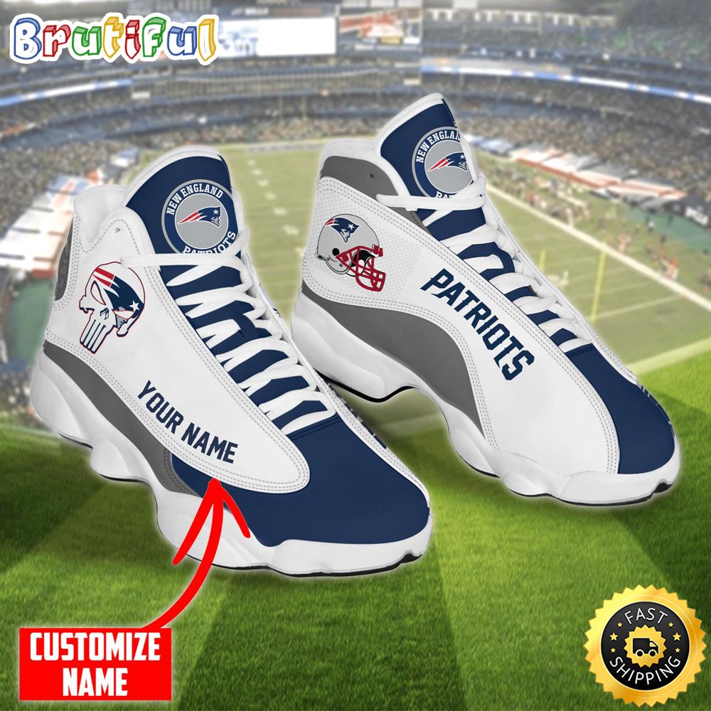 Personalized Nfl New England Patriots Skull Helmet Air Jordan 13 Shoes Personalized Nfl New England Patriots Skull Helmet Air Jordan 13 Shoes