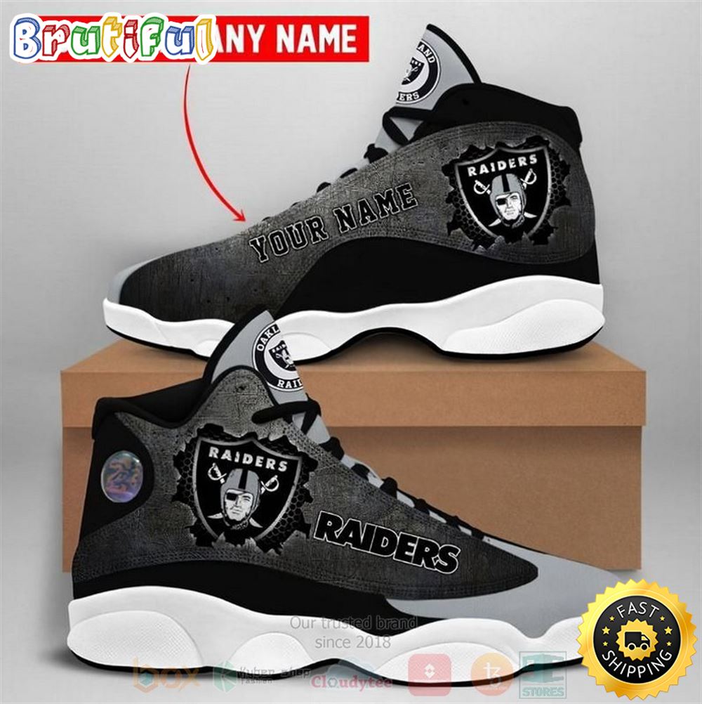 Personalized Oakland Raiders Nfl Custom Air Jordan 13 Shoes