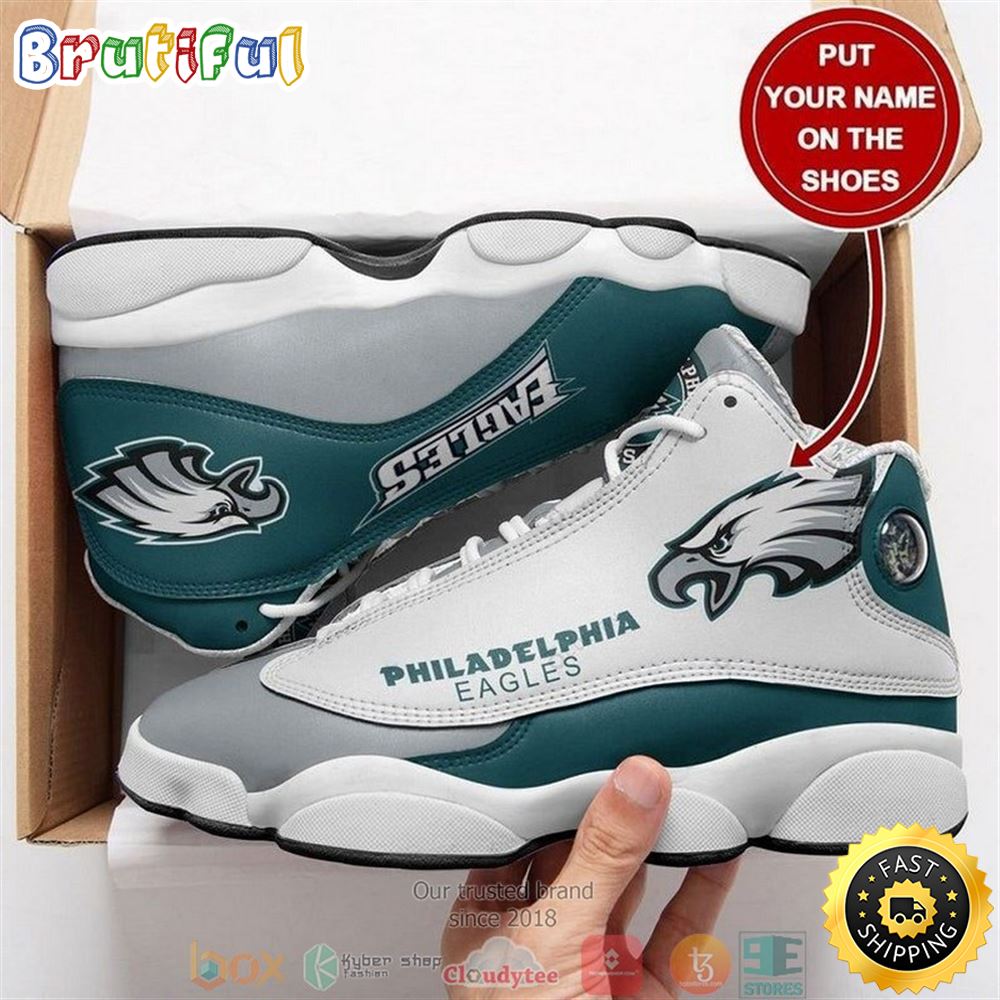 Personalized Philadelphia Eagles Nfl Big Logo Football Team Air Jordan 13 Sneaker Shoes