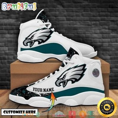 Personalized Philadelphia Eagles Nfl Football Teams Big Logo Air Jordan 13 Sneaker Shoes
