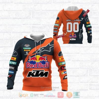KTM Motorcycles Red Bull Custom Name Number Pullover Hoodie