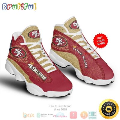 Personalized San Francisco 49Ers Nfl Custom Red Yellow Air Jordan 13 Shoes