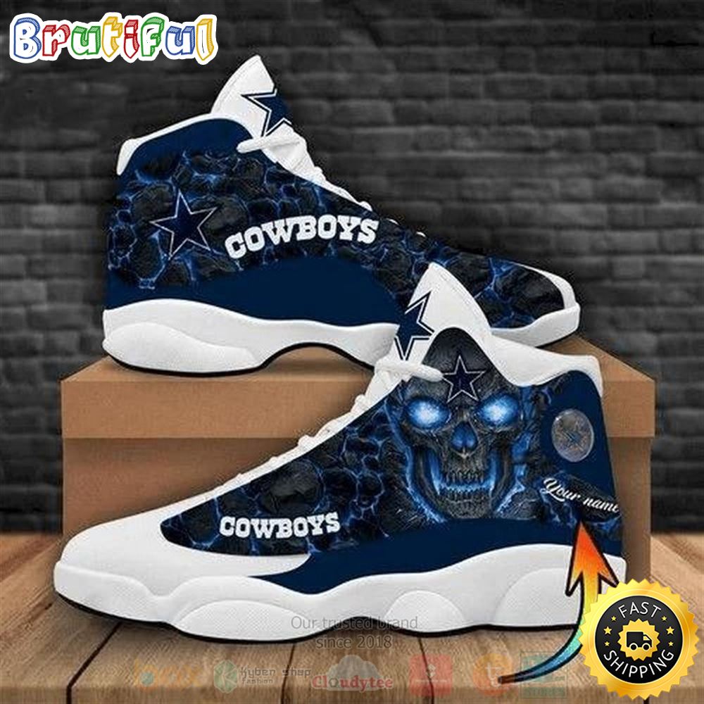 Personalized Skull Dallas Cowboys Nfl Custom Air Jordan 13 Shoes
