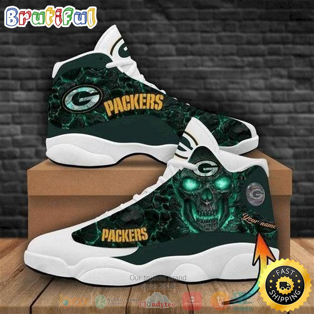Personalized Skull Green Bay Packers Nfl Teams Football Logo Air Jordan 13 Shoes